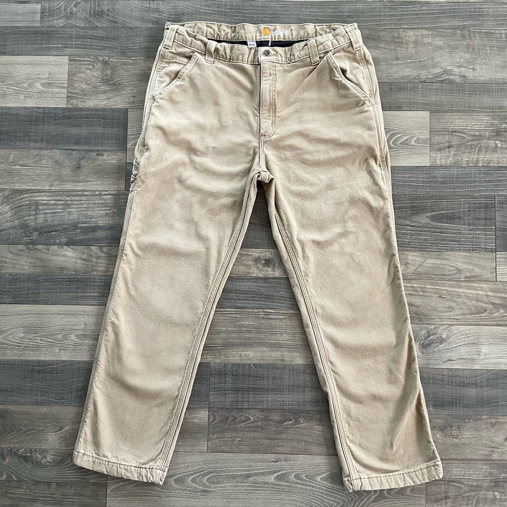 38x30 Carhartt Knit Lined Rugged Flex Rigby Dungaree Pants Men’s Tan 103342 253